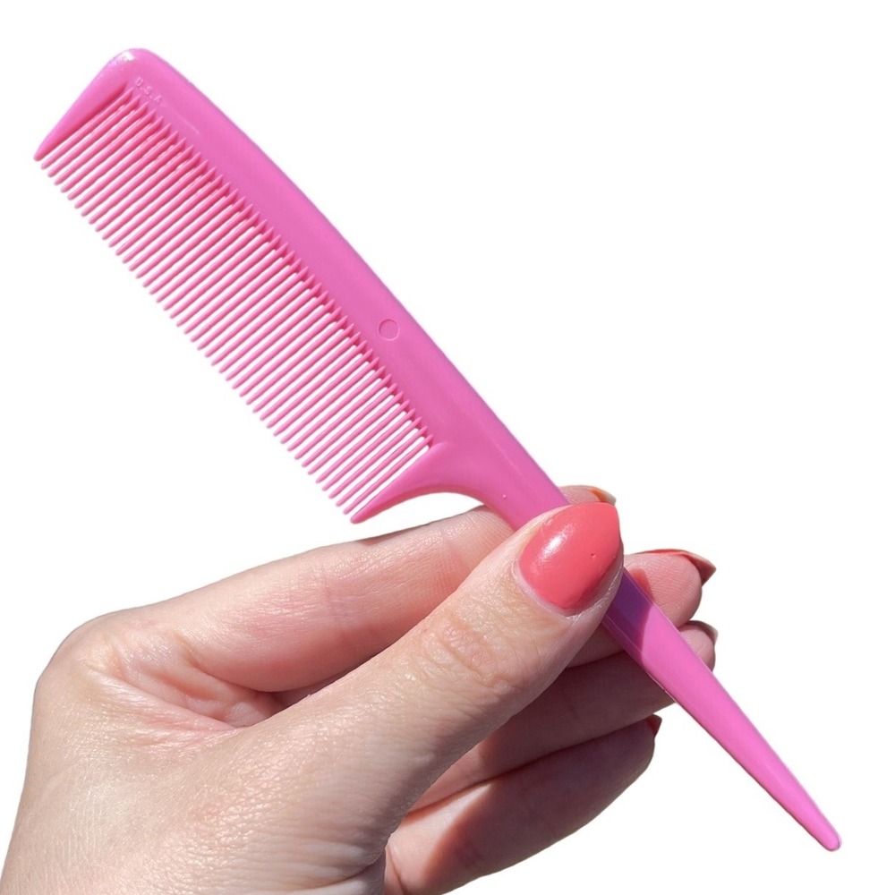 Vintage Ace Unbreakable Plastic 8" Pink Rat tail Comb Retro USA